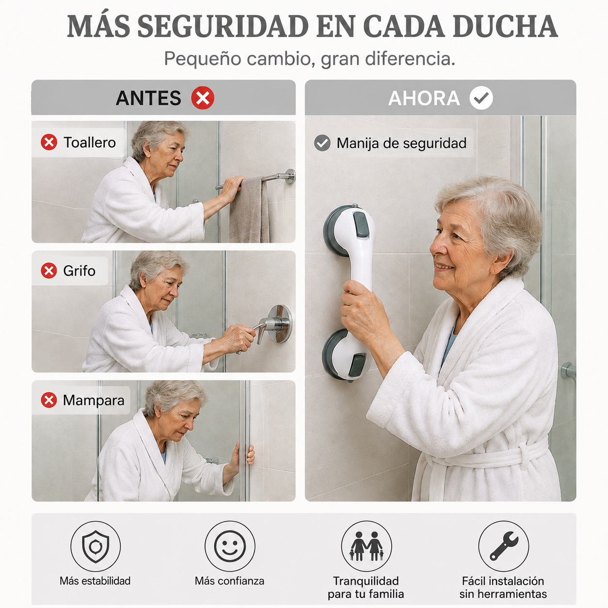 Agarre Seguro para la Regadera