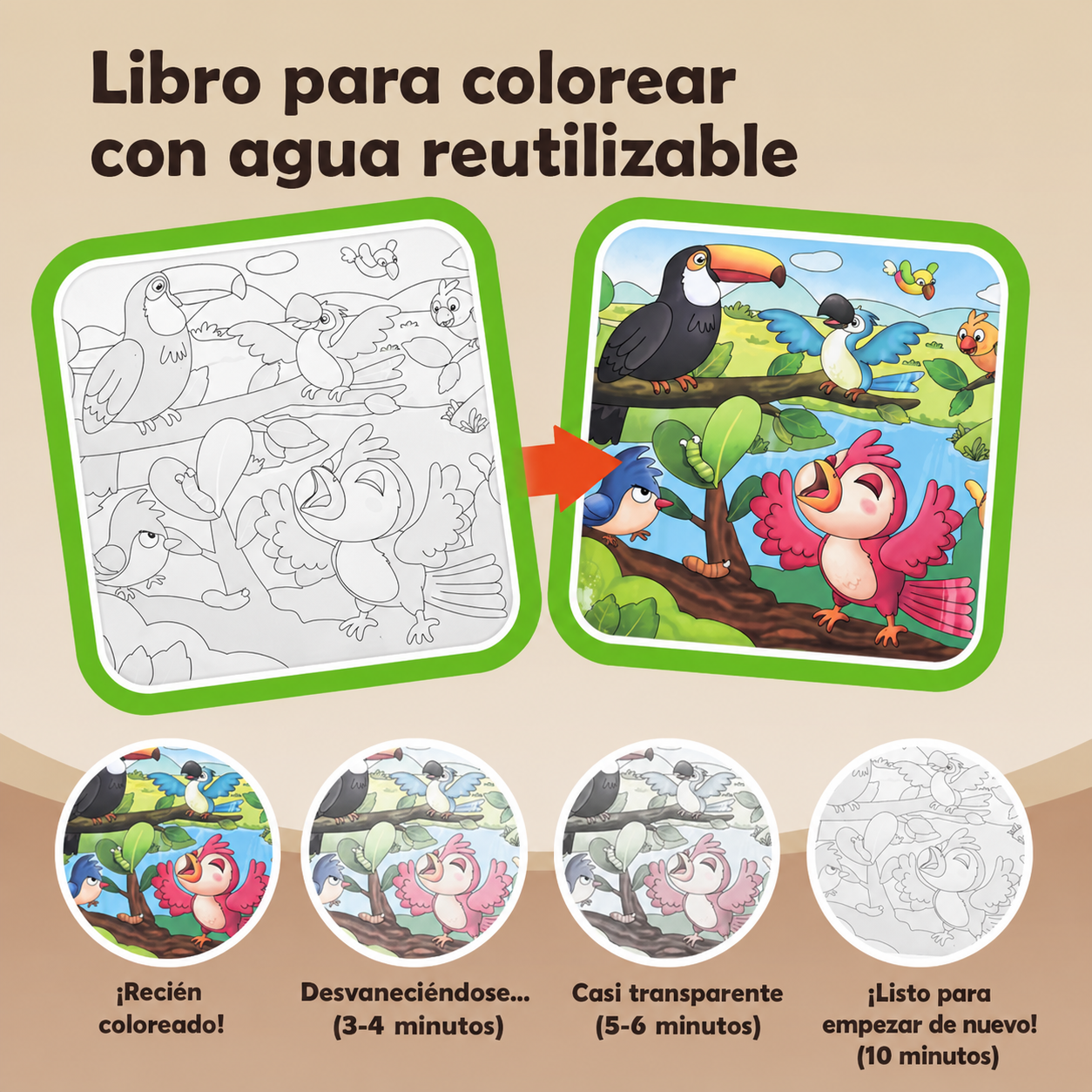 Libro de colorear con agua para niños